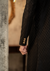 Classic Black Diamond-Textured Sherwani - Ozaan S11