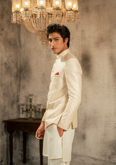 Ivory Embroidered Prince Coat - Ozaan P3