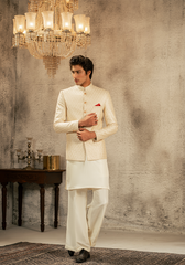 Ivory Embroidered Prince Coat - Ozaan P3