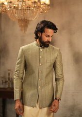 Beige Embroidered Prince Coat - Ozaan P1