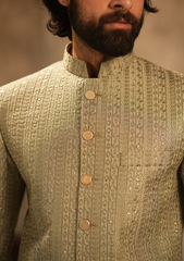 Beige Embroidered Prince Coat - Ozaan P1