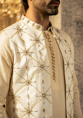 Ivory Starburst Embroidered Waistcoat - Ozaan W7