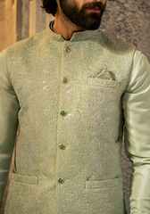 Pastel Mint Embroidered Waistcoat - Ozaan W2