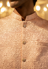 Blush Peach Embroidered Waistcoat - Ozaan W8