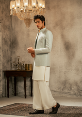 Pastel Aqua Embroidered Prince Coat - Ozaan P9