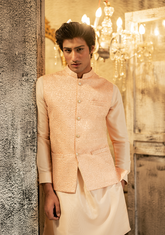 Blush Peach Embroidered Waistcoat - Ozaan W8