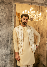Ivory Starburst Embroidered Waistcoat - Ozaan W7