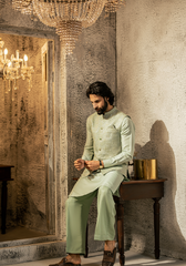 Pastel Mint Embroidered Waistcoat - Ozaan W2