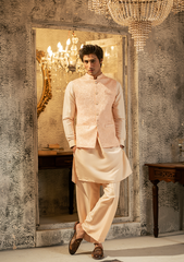 Blush Peach Embroidered Waistcoat - Ozaan W8