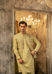 Sage Gold Textured Waistcoat - Ozaan W6