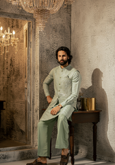 Pastel Mint Embroidered Waistcoat - Ozaan W2