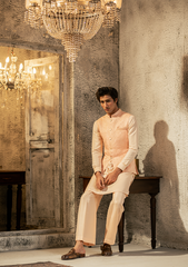 Blush Peach Embroidered Waistcoat - Ozaan W8