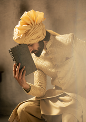 Luxurious Gold Woven Sherwani - Ozaan S15