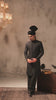 Regal Black Vertical-Textured Sherwani - Ozaan S13